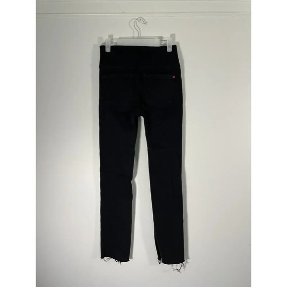 Spanx The Signature Straight Pant Trousers Black Side Zipper Raw Hem Size 25 - Picture 2 of 8
